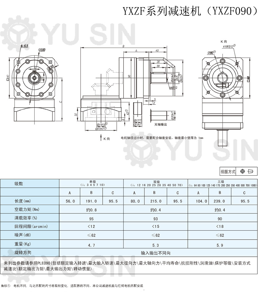 东升国际YXZF90精密行星伺服减速机尺寸图